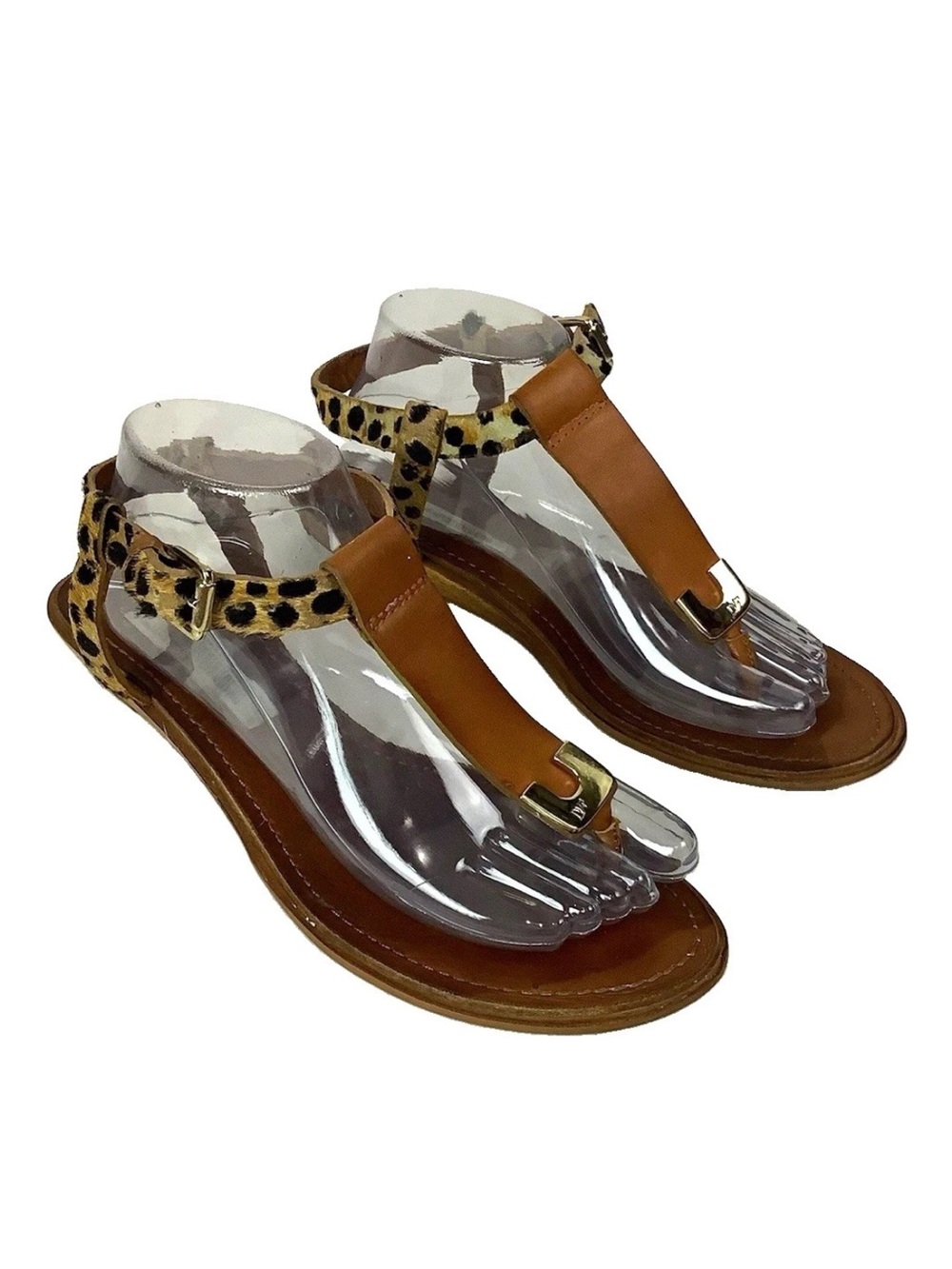 Diane von Furstenberg Sz 9 Calf Hair Leather Strappy Leopard Gladiator Sandal